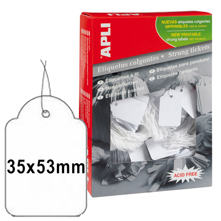 ETIQUETAS COLGANTES APLI 36MMX53MM 500 UNIDADES X CAJA