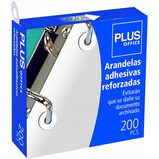 ARANDELAS AUTOADHESIVAS PLUS OFFICE REFORZADAS 13MM 200 UNIDADES X CAJA