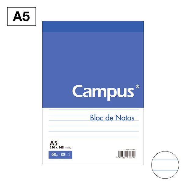 BLOC NOTAS MICROPERFORADO CAMPUS A6 60 GRAMOS 80 HOJAS HORIZONTAL