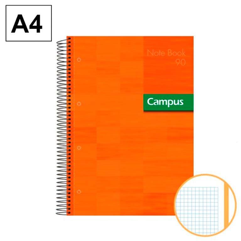 BLOC ESPIRAL TAPA EXTRADURA CAMPUS A4 80 HOJAS 90 GRAMOS MICROPERFORADO CUADRICULA 5 MM. NARANJA