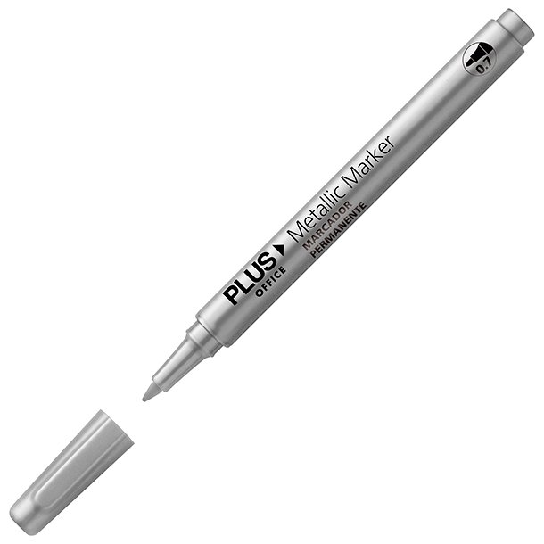 ROTULADOR MARCADOR ESPECIAL PLUS OFFICE METALLIC MARKER 0,7 MM. PLATA