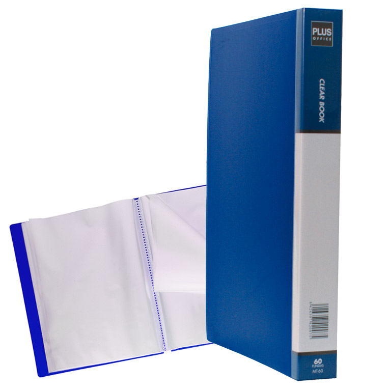 CARPETA PLUS OFFICE POLIPROPILENO RIGIDO 60 FUNDAS TRANSPARENTES POLIPROPILENO A4 COLOR AZUL