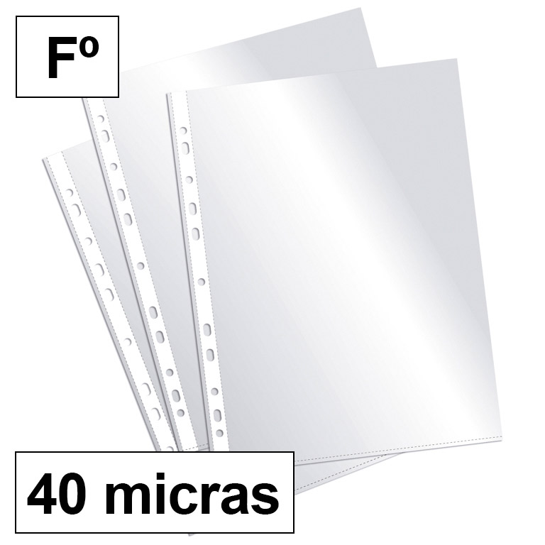 FUNDA MULTITALADRO PLUS OFFICE FOLIO - CRISTAL 40 MICRAS CAJA 200 UNIDADES	