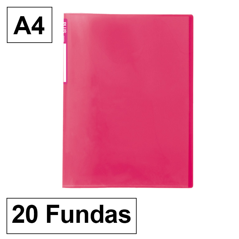 CARPETA PLUS OFFICE POLIPROPILENO SEMI RIGIDO 20 FUNDAS TRANSPARENTES POLIPROPILENO A4 COLOR ROSA