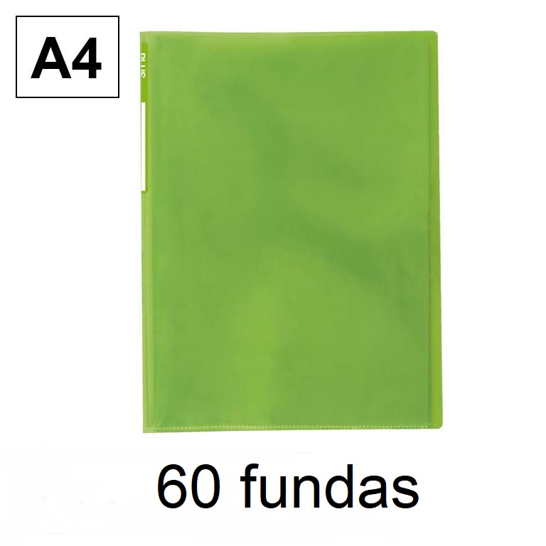 CARPETA SEMI RIGIDA PLUS OFFICE 60 FUNDAS POLIPROPILENO A4 COLOR VERDE