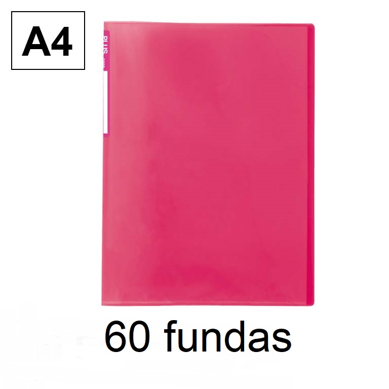 CARPETA SEMI RIGIDA PLUS OFFICE 60 FUNDAS POLIPROPILENO A4 COLOR ROSA