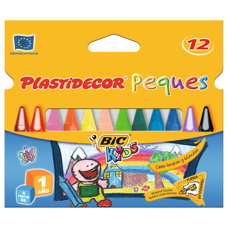 CERAS PLÁSTICAS BIC PLASTIDECOR KIDS PEQUES 12 COLORES