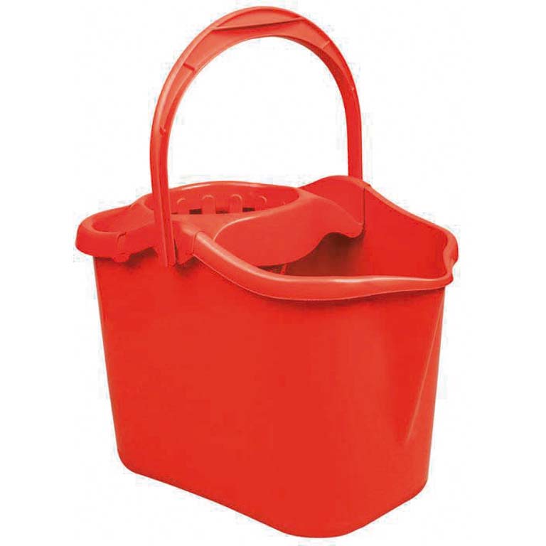 CUBO CON ESCURRIDOR PARA FREGONAS ROJO 12 L
